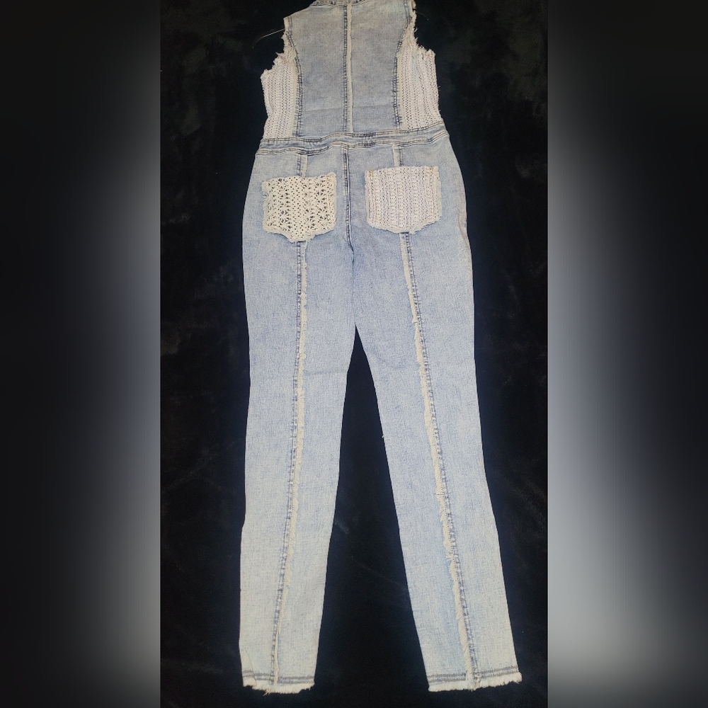 POL Light Blue Denim And Knit Jumpsuit. Various Sizes. NWOT - Picture 5 of 7